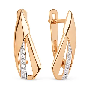 Серьги из красного золота с фианитами