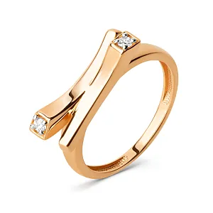 Кольцо из красного золота с фианитами