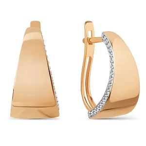 Серьги из красного золота с фианитами