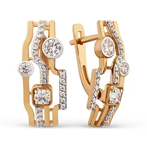 Серьги из красного золота с фианитами