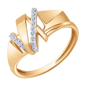 Кольцо из красного золота с фианитами