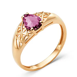 Кольцо из красного золота с корундом