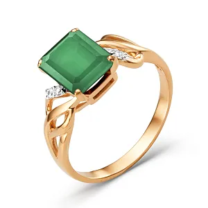 Кольцо из красного золота с ониксом зеленым