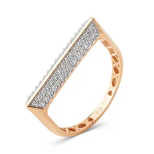 Кольцо из красного золота с фианитами