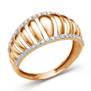 Кольцо из красного золота с фианитами