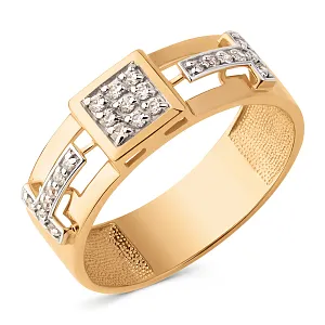 Кольцо из красного золота с фианитами