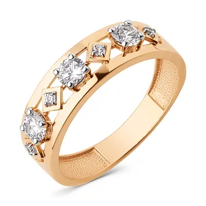 Кольцо из красного золота с фианитами