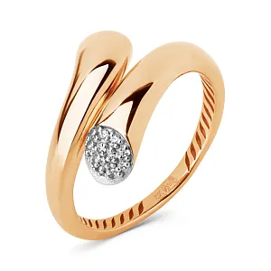 Кольцо из красного золота с фианитами