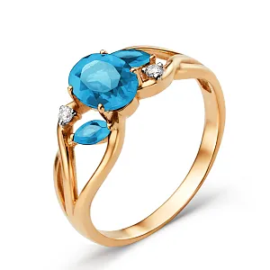 Кольцо из красного золота с лондон топазами