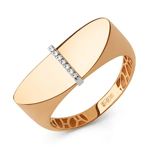 Кольцо из красного золота с фианитами