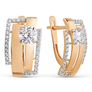 Серьги из красного золота с фианитами