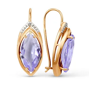 Серьги из красного золота с аметистами