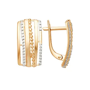 Серьги из красного золота с фианитами