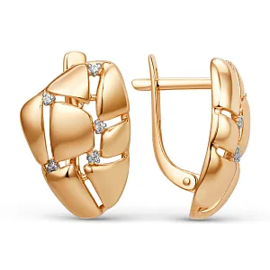 Серьги из красного золота с фианитами