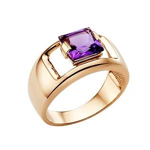 Кольцо из красного золота с аметистом