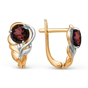 Серьги из красного золота с гранатами