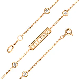 Браслет из красного золота с фианитами