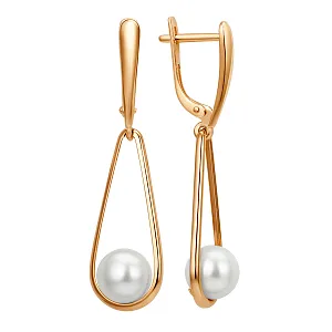 Серьги из красного золота с жемчугом