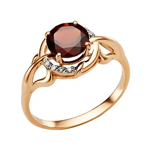 Кольцо из красного золота с гранатом