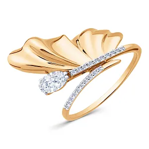 Кольцо из красного золота с фианитами