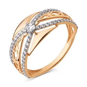 Кольцо из красного золота с фианитами