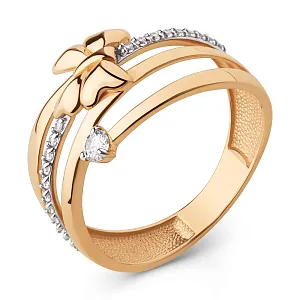 Кольцо из красного золота с фианитами