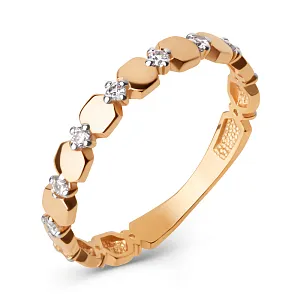 Кольцо из красного золота с фианитами