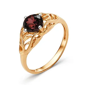 Кольцо из красного золота с гранатом