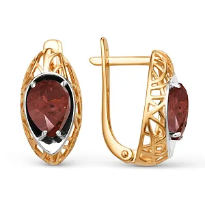 Серьги из красного золота с гранатами