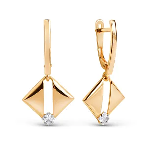 Серьги из красного золота с фианитами