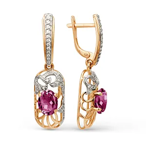 Серьги из красного золота с корундами