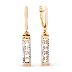 Серьги из красного золота с фианитами