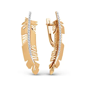 Серьги из красного золота с фианитами