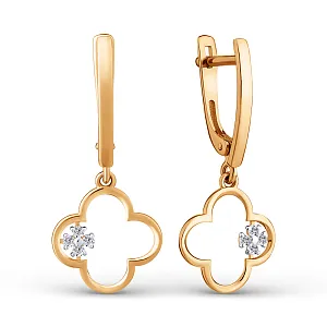 Серьги из красного золота с фианитами