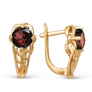 Серьги из красного золота с гранатами