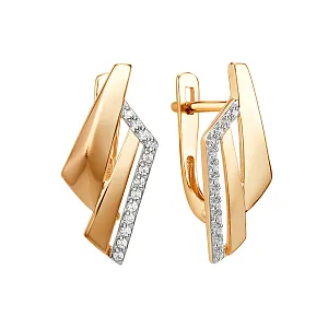 Серьги из красного золота с фианитами