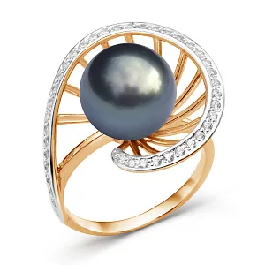 Кольцо из красного золота с фианитами