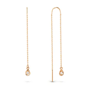 Серьги из красного золота с фианитами