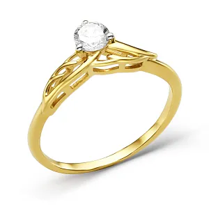 Кольцо из желтого золота с фианитом