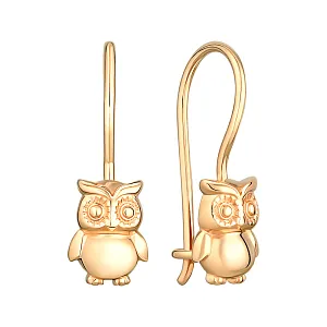 Серьги детские из красного золота