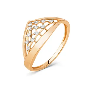 Кольцо из красного золота с фианитами