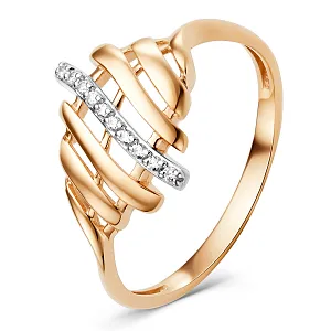 Кольцо из красного золота с фианитами