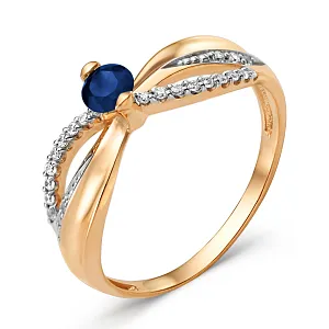 Кольцо из красного золота с корундом