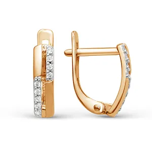 Серьги из красного золота с фианитами