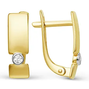 Серьги из желтого золота с фианитами