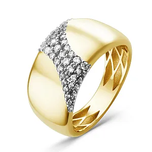 Кольцо из желтого золота с фианитами