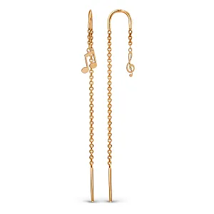 Серьги продевки из красного золота