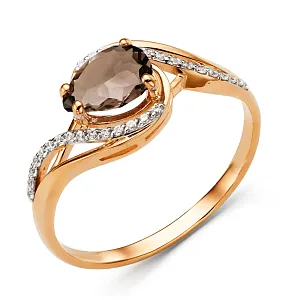 Кольцо из красного золота с раухтопазом