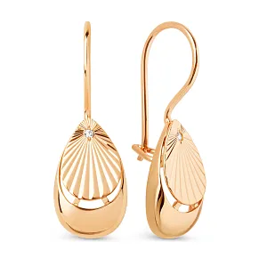 Серьги из красного золота с фианитами