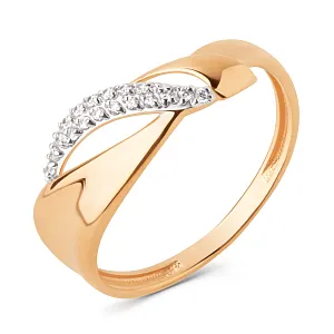 Кольцо из красного золота с фианитами